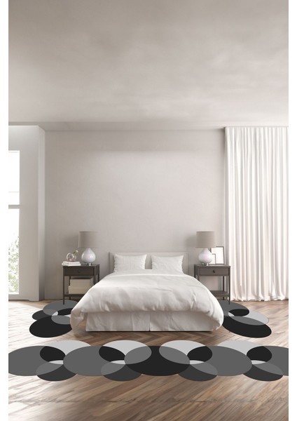 Dijital Baskılı Kaymaz Taban Yıkanabilir Lazer Kesim Üçlü Yatak Odası Takımı, Yo-Lazer-41-Gri,