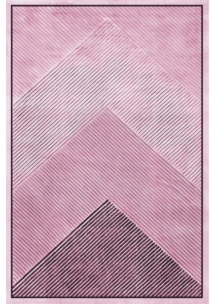 Dijital Kaymaz Yıkanabilir Modern Üçgen Çizgili Sade Üçlü Yatak Odası Takımı, Yo-Modern-181-Pembe, fiyatları