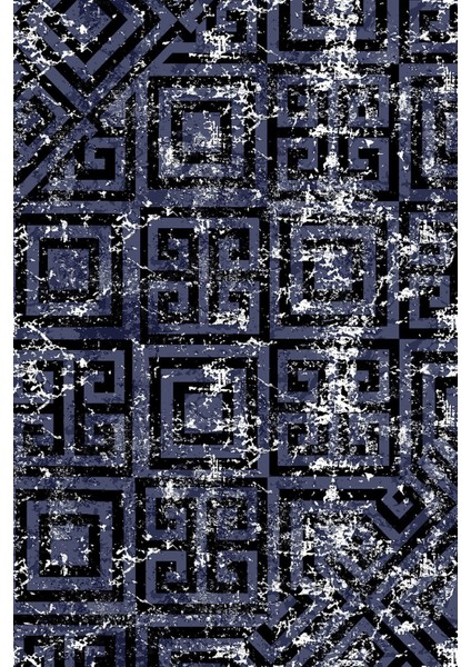 Dijital Baskılı Kaymaz Yıkanabilir Modern Labirent Desenli Üçlü Yatak Odası, Yo-Modern-190-Lacivert, fiyatları