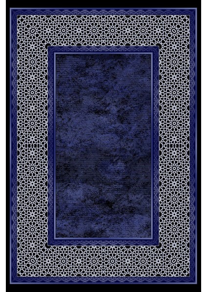 Baskılı Kaymaz Yıkanabilir Çerçeveli Kenar Motif Modern Üçlü Yatak Odası,Yo-Çerçevelı-129-Lacıvert, fiyatları