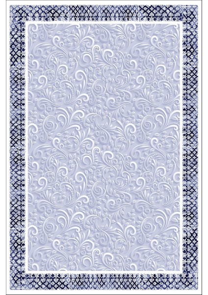 Dijital Kaymaz Yıkanabilir Modern Çerçeveli Çiçek Motifli Üçlü Yatak Odası, Yo-Modern-192-Lacivert, fiyatları