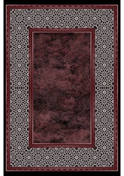 Baskılı Kaymaz Yıkanabilir Çerçeveli Kenar Motif Modern Üçlü Yatak Odası,Yo-Çerçevelı-129-Bordo, fiyatları