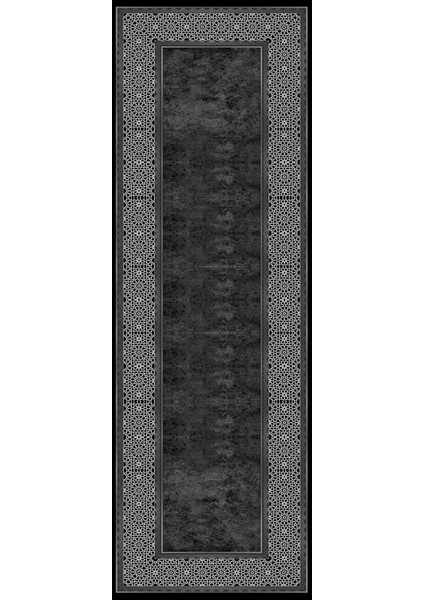 Baskılı Kaymaz Yıkanabilir Çerçeveli Kenar Motif Modern Üçlü Yatak Odası,Yo-Çerçevelı-129-Antrasıt,