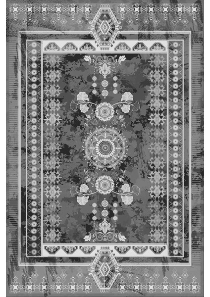 Baskılı Kaymaz Taban Yıkanabilir Etnik Çerçeve Klasik Model Üçlü Yatak Odası, Yo-Etnik-35-Gri, fiyatları