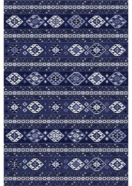 Baskılı Kaymaz Taban Yıkanabilir Etnik Klasik Geleneksel Üçlü Yatak Odası, Yo-Etnik-40-Lacivert, fiyatları