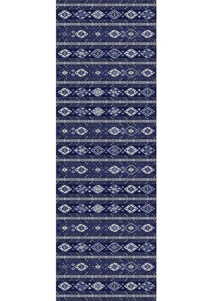 Baskılı Kaymaz Taban Yıkanabilir Etnik Klasik Geleneksel Üçlü Yatak Odası, Yo-Etnik-40-Lacivert, modelleri