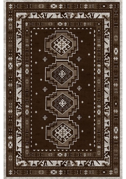 Dijital Baskılı Kaymaz Taban Yıkanabilir Etnik Model Üçlü Yatak Odası, Yo-Etnik-44-Kahve, fiyatları