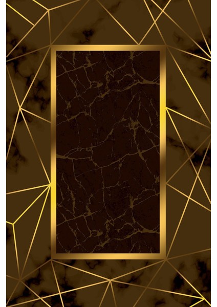 Dijital Baskılı Kaymaz Yıkanabilir Mermer Çerçeve Desenli Üçlü Yatak Odası, Yo-Mermer-31-Kahve, fiyatları