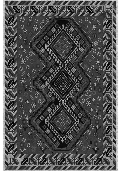 Dijital Kaymaz Taban Yıkanabilir Etnik Çerçeveli Göbek Model Üçlü Yatak Odası, Yo-Etnik-48-Gri, fiyatları