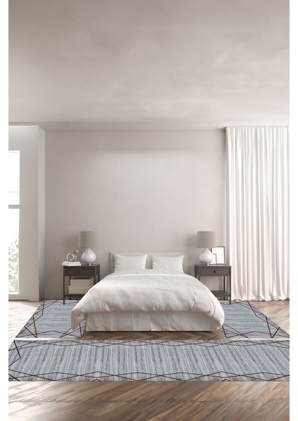 Dijital Baskılı Kaymaz Yıkanabilir Mermer Sade Klasik Model Üçlü Yatak Odası, Yo-Mermer-39-Bordo,