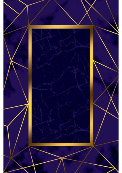 Dijital Baskılı Kaymaz Yıkanabilir Mermer Çerçeve Desenli Üçlü Yatak Odası, Yo-Mermer-31-Lacivert, fiyatları