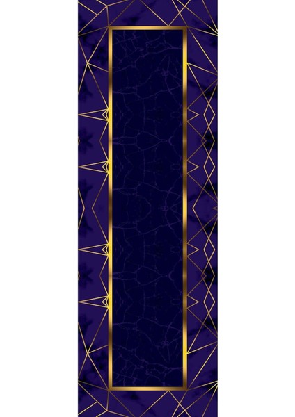 Dijital Baskılı Kaymaz Yıkanabilir Mermer Çerçeve Desenli Üçlü Yatak Odası, Yo-Mermer-31-Lacivert, modelleri