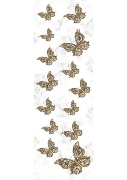 Dijital Baskılı Kaymaz Yıkanabilir Mermer Kelebek Motifli Üçlü Yatak Odası, Yo-Mermer-43-Kahve, modelleri