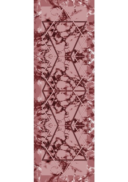 Dijital Baskılı Kaymaz Yıkanabilir Mermer Üçgen Modelli Üçlü Yatak Odası, Yo-Mermer-53-Pembe,