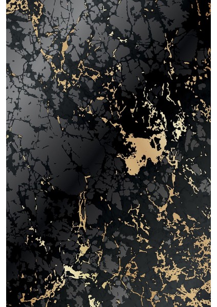 Dijital Baskılı Kaymaz Yıkanabilir Mermer Desenli Modern Üçlü Yatak Odası, Yo-Mermer-55-Gold,