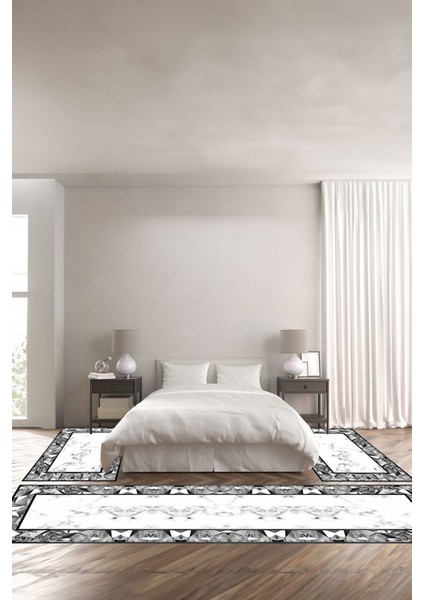 Dijital Baskılı Kaymaz Yıkanabilir Mermer Desenli Modern Üçlü Yatak Odası, Yo-Mermer-71-Gri,