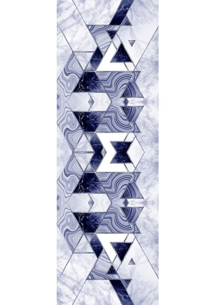 Dijital Baskılı Kaymaz Yıkanabilir Mermer Üçgen Motifli Üçlü Yatak Odası, Yo-Mermer-77-Lacivert, modelleri