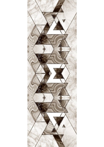 Dijital Baskılı Kaymaz Yıkanabilir Mermer Üçgen Motifli Üçlü Yatak Odası, Yo-Mermer-77-Kahve, modelleri