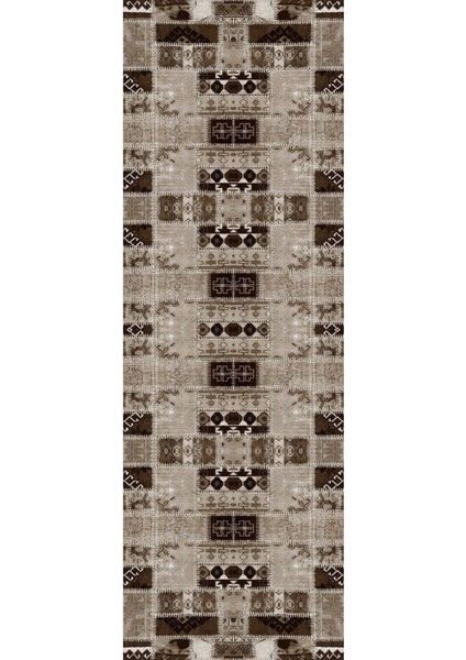 Baskılı Kaymaz Yıkanabilir Patchwork Etnik Modern Üçlü Yatak Odası, Yo-Patchwork-23-Kahve, modelleri