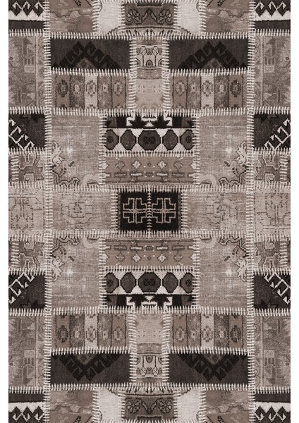 Baskılı Kaymaz Yıkanabilir Patchwork Etnik Modern Üçlü Yatak Odası, Yo-Patchwork-23-Vizon, fiyatları