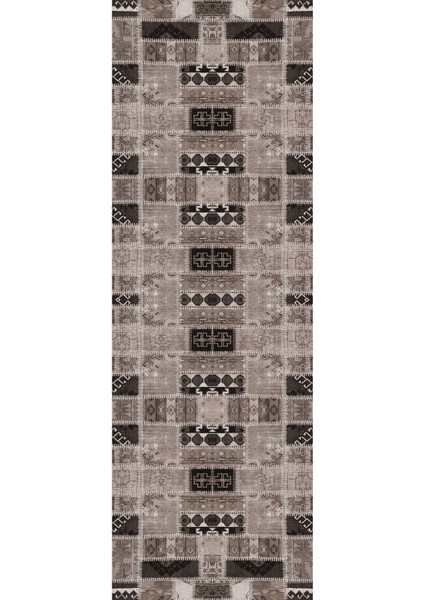 Baskılı Kaymaz Yıkanabilir Patchwork Etnik Modern Üçlü Yatak Odası, Yo-Patchwork-23-Vizon, modelleri