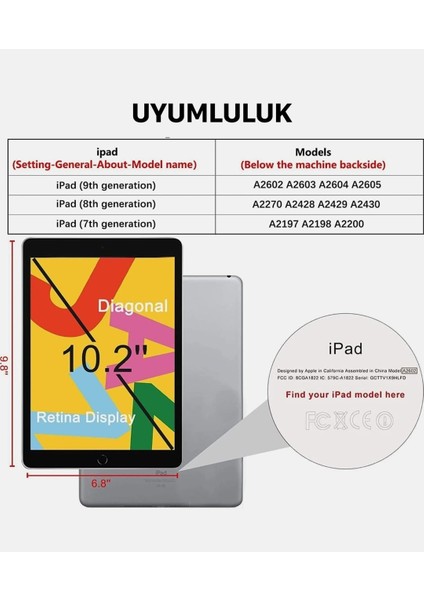 Apple iPad 7. 8. 9. Nesil 10.2 Inç Uyumlu Temperli Ekran Koruyucu Kırılmaz Cam