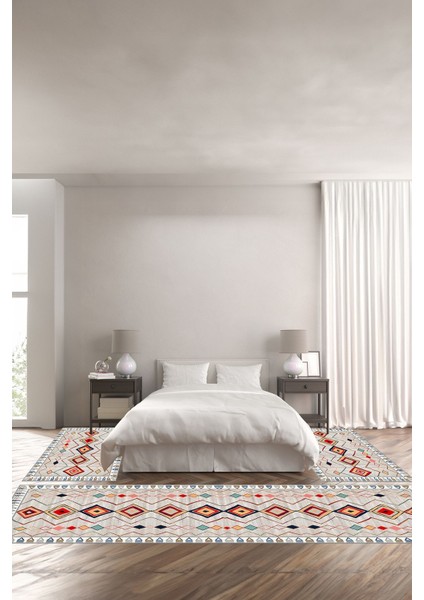 Baskılı Kaymaz Yıkanabilir Iskandinav Çerçeve Desenli Üçlü Yatak Odası, Yo-Iskandinav-34-Renkli,