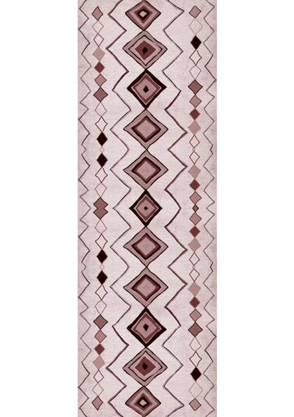 Baskılı Kaymaz Yıkanabilir Iskandinav Kilim Görünümlü Üçlü Yatak Odası, Yo-Iskandinav-35-Pembe, modelleri