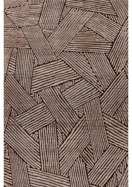 Dijital Baskılı Kaymaz Yıkanabilir Jüt Hasır Görünümlü Çizgili Üçlü Yatak Odası, Yo-Jüt-34-Kahve, fiyatları