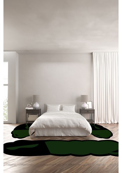 Dijital Baskılı Kaymaz Taban Yıkanabilir Lazer Kesim Üçlü Yatak Odası Takımı, Yo-Lazer-44-Yeşil,