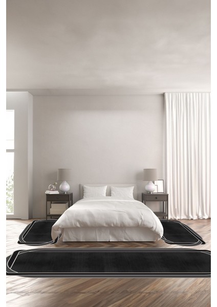 Dijital Baskılı Kaymaz Taban Yıkanabilir Lazer Kesim Üçlü Yatak Odası Takımı, Yo-Lazer-47-Gri,