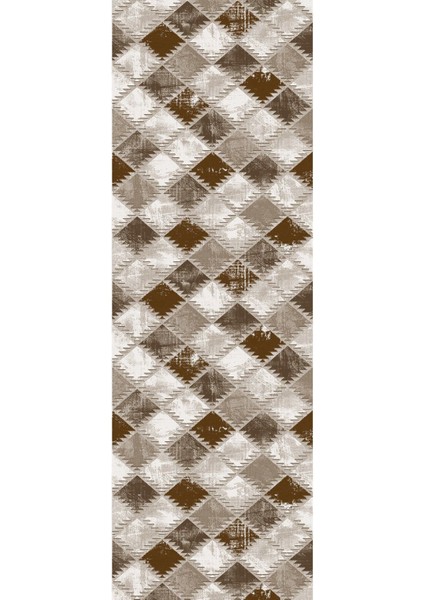 Dijital Baskılı Kaymaz Yıkanabilir Modern Zigzag Desenli Üçlü Yatak Odası, Yo-Modern-126-Kahve,