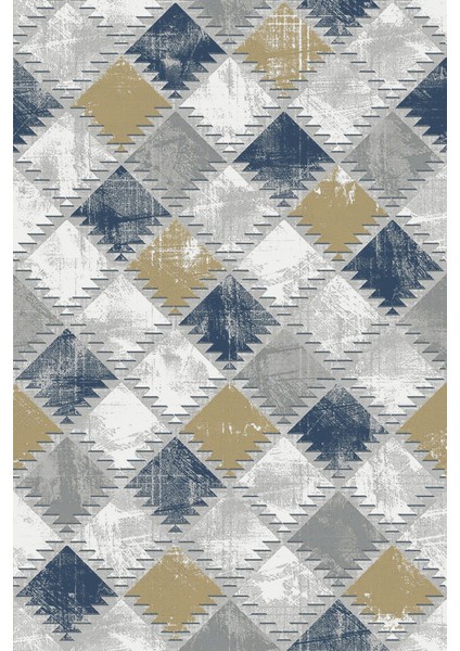 Dijital Baskılı Kaymaz Yıkanabilir Modern Zigzag Desenli Üçlü Yatak Odası, Yo-Modern-126-Lacivert, fiyatları