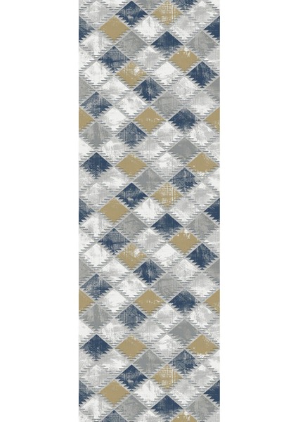 Dijital Baskılı Kaymaz Yıkanabilir Modern Zigzag Desenli Üçlü Yatak Odası, Yo-Modern-126-Lacivert, modelleri