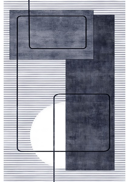 Dijital Baskılı Kaymaz Yıkanabilir Modern Sade Klasik Üçlü Yatak Odası, Yo-Modern-158-Lacivert, fiyatları