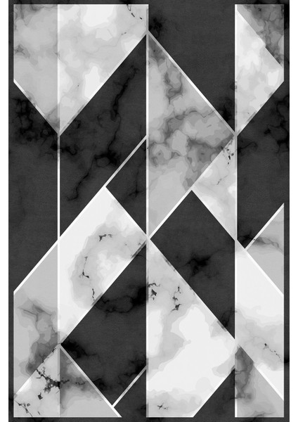 Dijital Kaymaz Yıkanabilir Modern Iki Renkli Mermer Desenli Üçlü Yatak Odası, Yo-Modern-160-Gri,