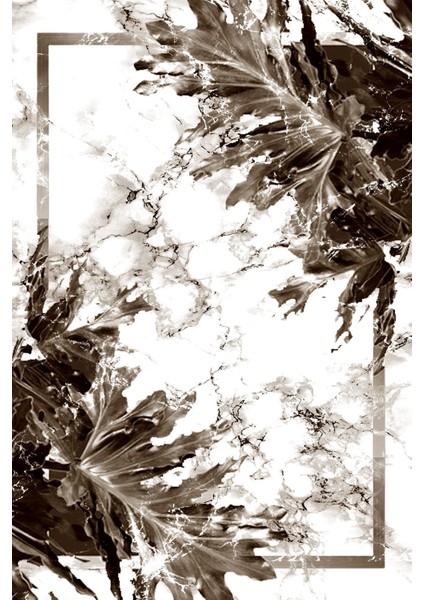 Baskılı Kaymaz Yıkanabilir Mermer Çerçeveli Çiçek Desenli Üçlü Yatak Odası, Yo-Mermer-60-Kahve, fiyatları