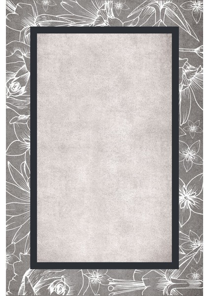 Dijital Kaymaz Yıkanabilir Modern Çiçekli Çerçeve Desenli Üçlü Yatak Odası, Yo-Modern-199-Gri, fiyatları