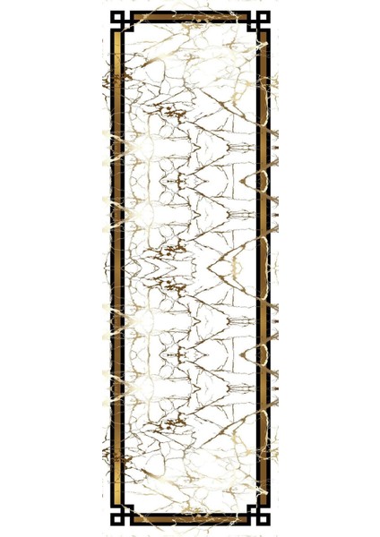Dijital Baskılı Kaymaz Yıkanabilir Mermer Çerçeve Desenli Üçlü Yatak Odası, Yo-Mermer-44-Gold, modelleri
