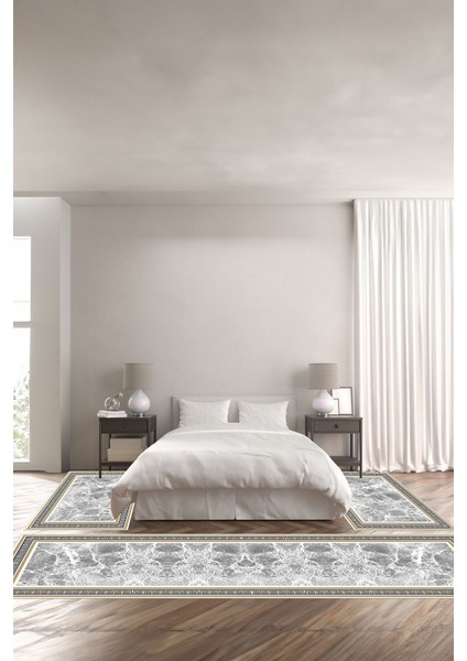 Dijital Baskılı Kaymaz Yıkanabilir Mermer Zemin Çerçeveli Üçlü Yatak Odası, Yo-Mermer-47-Bej,