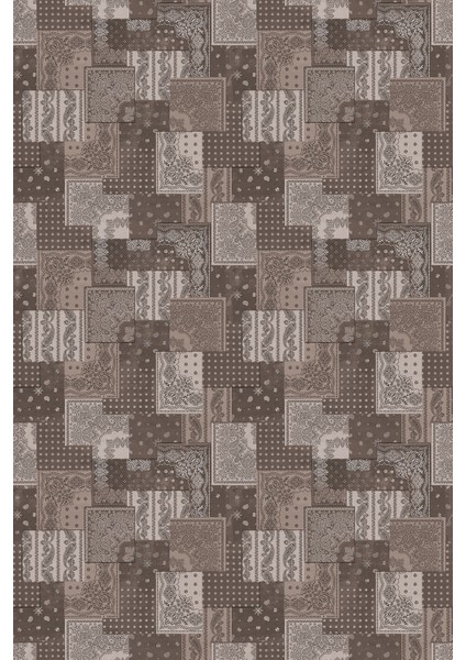 Baskılı Kaymaz Yıkanabilir Patchwork Kare Desenli Modern Üçlü Yatak Odası, Yo-Patchwork-31-Vizon, fiyatları