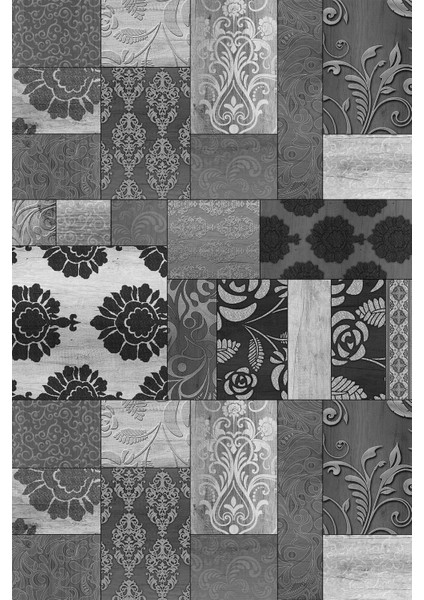 Baskılı Kaymaz Yıkanabilir Patchwork Çiçek Desenli Üçlü Yatak Odası, Yo-Patchwork-34-Gri, fiyatları