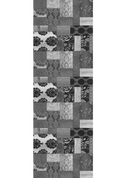 Baskılı Kaymaz Yıkanabilir Patchwork Çiçek Desenli Üçlü Yatak Odası, Yo-Patchwork-34-Gri, modelleri