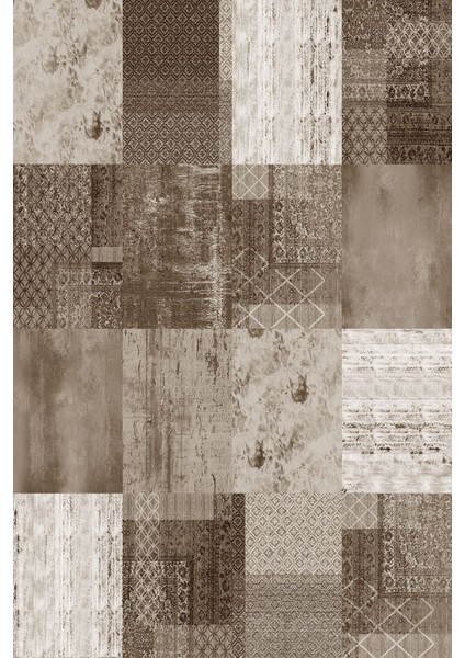 Baskılı Kaymaz Yıkanabilir Patchwork Sade Etnik Modern Üçlü Yatak Odası, Yo-Patchwork-36-Kahve, fiyatları