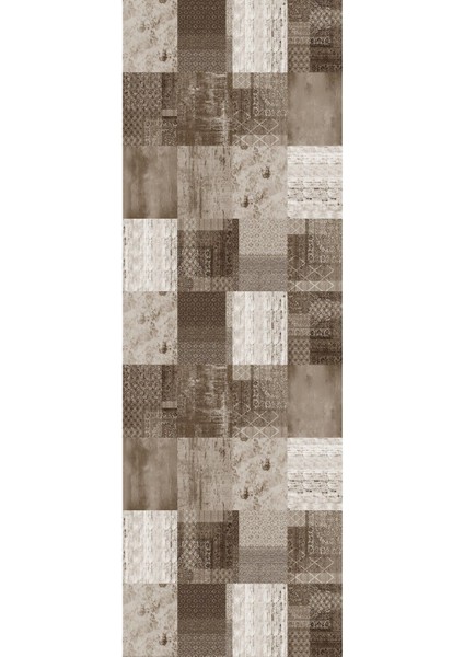 Baskılı Kaymaz Yıkanabilir Patchwork Sade Etnik Modern Üçlü Yatak Odası, Yo-Patchwork-36-Kahve, modelleri