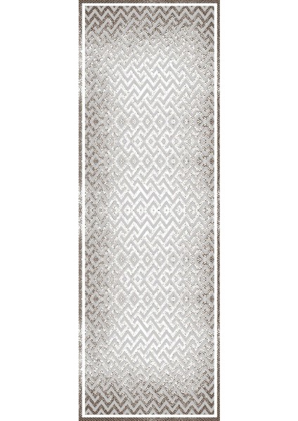 Dijital Kaymaz Yıkanabilir Sade Çerçeveli Zigzag Desenli Üçlü Yatak Odası, Yo-Sade-88-Bej,