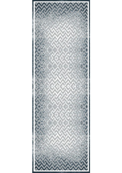 Dijital Kaymaz Yıkanabilir Sade Çerçeveli Zigzag Desenli Üçlü Yatak Odası, Yo-Sade-88-Lacivert,