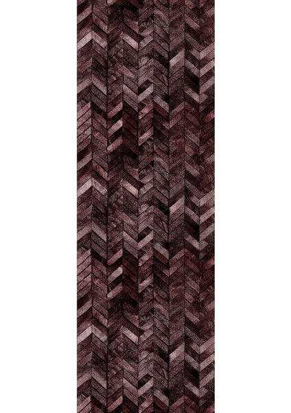 Baskılı Kaymaz Yıkanabilir Patchwork Çizgili Modern Üçlü Yatak Odası, Yo-Patchwork-29-Bordo, modelleri