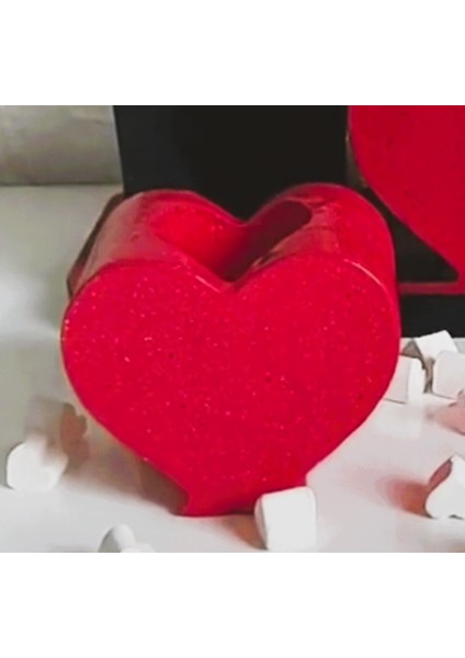 Kalp Saksı Mumluk Silikon Kalıp K-984, Taş Tozu Polyester Çimento Alçı Kalıbı