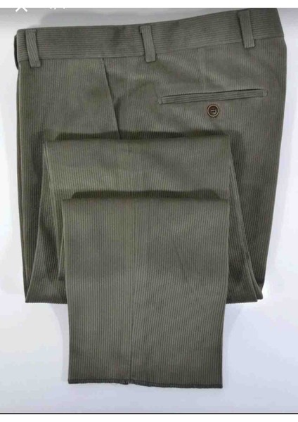 Erkek Klasik Kesim Su Yeşili Kadife Pantolon